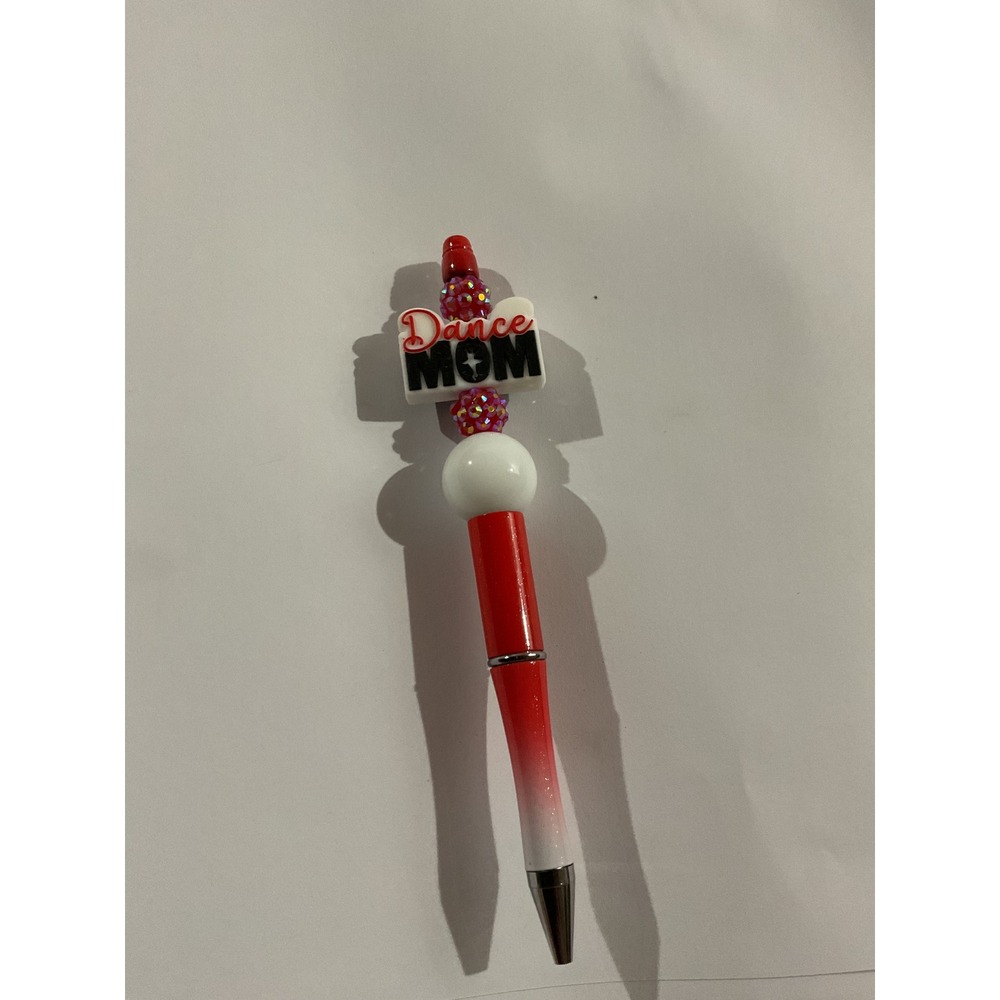 Dance Mom Beaded Pen Red White Ombre Rhinestone Sparkle Gift